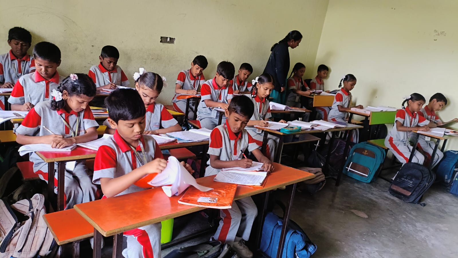 Students focused on written classroom work
